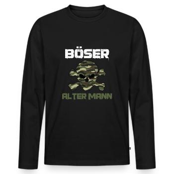 Herren Böser alter Mann Camouflage Tarnmuster - Männer Premium Bio Langarmshirt - Schwarz - Vorne - Nico (187cm)
