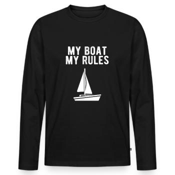 BATEAU: Mon bateau mes règles - T-shirt manches longues Premium bio Homme - noir - Devant - Nico (187cm)