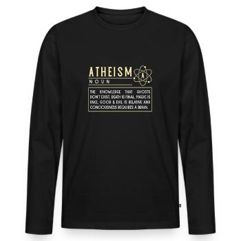 ATHEIST ATHEISM FUNNY RELIGON : Définition de l’Atheism - T-shirt manches longues Premium bio Homme - noir - Devant - Nico (187cm)