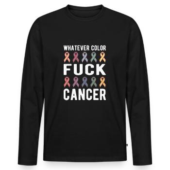 Fuck Cancer Cancer Awareness Whatever Color - Männer Premium Bio Langarmshirt - Schwarz - Vorne - Nico (187cm)