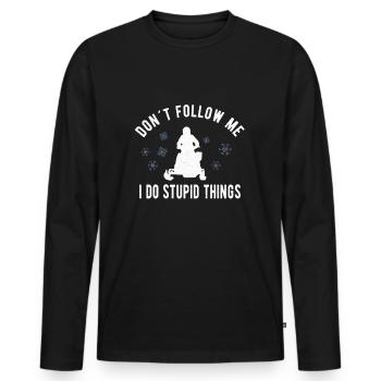 SNOWMOBILING:/ SNOWMOBILE don’t follow me - T-shirt manches longues Premium bio Homme - noir - Devant - Nico (187cm)