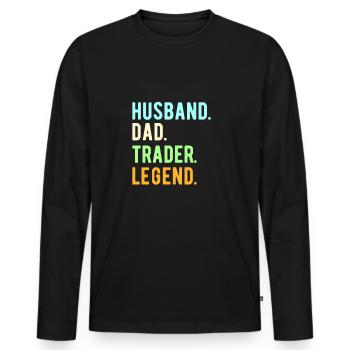 STOCK MARKET/FOREX TRADER trader legend - T-shirt manches longues Premium bio Homme - noir - Devant - Nico (187cm)
