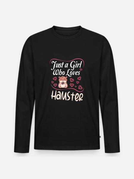 Hamster Hamsters : just a girl who loves Hamster - Männer Premium Bio Langarmshirt - Schwarz