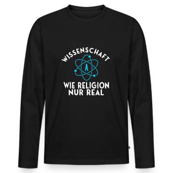 Atheist Atheismus Wissenschaft Ungläubiger - Männer Premium Bio Langarmshirt - Schwarz - Vorne - Nico (187cm)
