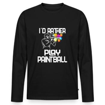 Paintball / Airsoft / Paintballer: play Paintball - Männer Premium Bio Langarmshirt - Schwarz - Vorne - Nico (187cm)