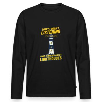 Lighthouse Seaside thinking about lighthouses - T-shirt manches longues Premium bio Homme - noir - Devant - Nico (187cm)