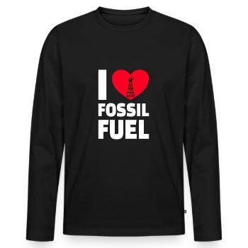 OILFIELD OIL WORKER : I love Fossil Fuel - Men's Premium Organic Long Sleeve Shirt - black - Front - Nico (187cm)
