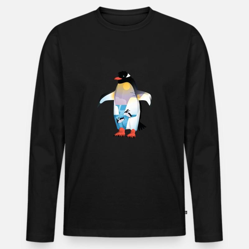 Pinguin Penguin Gift - Männer Premium Bio Langarmshirt - Schwarz