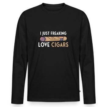 CIGARS GIFT IDEA : love Cigars - T-shirt manches longues Premium bio Homme - noir - Devant - Nico (187cm)