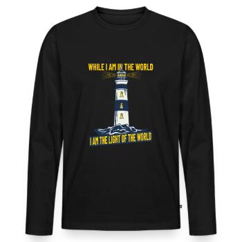 Christianity Jesus Lighthouse Gift Idea John 9:5 - T-shirt manches longues Premium bio Homme - noir - Devant - Nico (187cm)