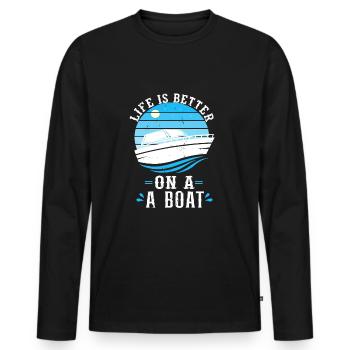 Boating Boat Captain Nautical Life is Better - Men's Premium Organic Long Sleeve Shirt - black - Front - Nico (187cm)