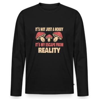 Pilzsammler Pilzfarmer Pilzkorb Pilz Herbst - Männer Premium Bio Langarmshirt - Schwarz - Vorne - Nico (187cm)