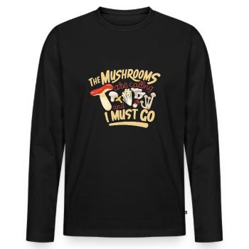 Champignons champignons champignons champignons panier champignon automne - T-shirt manches longues Premium bio Homme - noir - Devant - Nico (187cm)