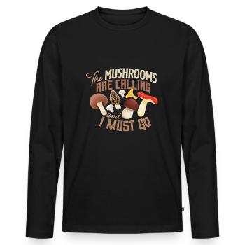 Champignons champignons champignons champignons panier champignon automne - T-shirt manches longues Premium bio Homme - noir - Devant - Nico (187cm)