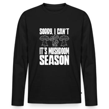 Pilzsammler Pilzfarmer Pilzkorb Pilz Herbst - Männer Premium Bio Langarmshirt - Schwarz - Vorne - Nico (187cm)