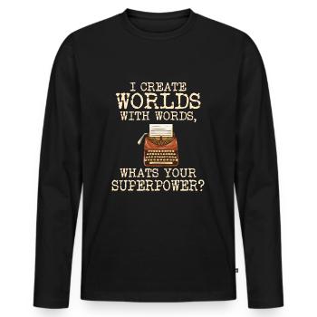 Auteur Écrire Scribe Littérature Idée cadeau - T-shirt manches longues Premium bio Homme - noir - Devant - Nico (187cm)