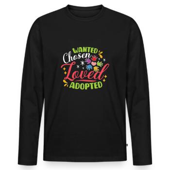 Lustig Adoption Adoptions-Tag Geschenk Adoption - Männer Premium Bio Langarmshirt - Schwarz - Vorne - Nico (187cm)