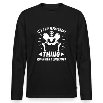 Hip Replacement Hip Surgery Post-OP Gift idea - Men's Premium Organic Long Sleeve Shirt - black - Front - Nico (187cm)