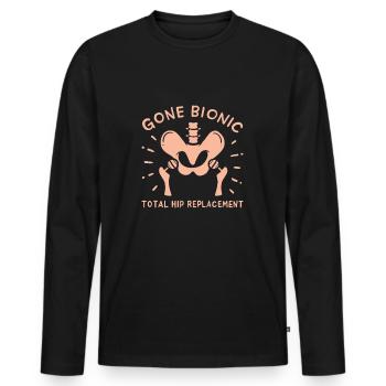 Hip Replacement Hip Surgery Post-OP Gift idea - Men's Premium Organic Long Sleeve Shirt - black - Front - Nico (187cm)