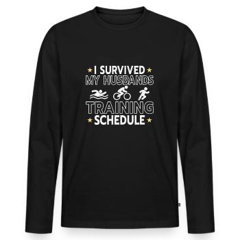 Triathlon Swim Bike Run Triathlete Sport Gift - Men's Premium Organic Long Sleeve Shirt - black - Front - Nico (187cm)