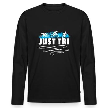Triathlon Swim Bike Run Triathlete Sport Gift - Männer Premium Bio Langarmshirt - Schwarz - Vorne - Nico (187cm)