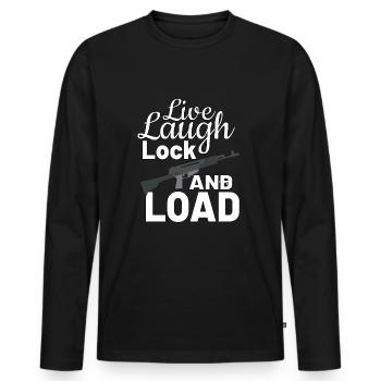 DROITS DES ARMES À FEU AMATEUR D’ARMES À FEU 2E AMENDEMENT Live Laugh Lock - T-shirt manches longues Premium bio Homme - noir - Devant - Nico (187cm)