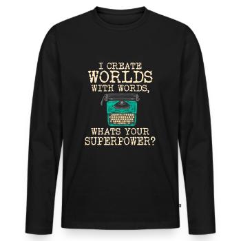 Author Writing Writer Literature Gift Idea - Men's Premium Organic Long Sleeve Shirt - black - Front - Nico (187cm)