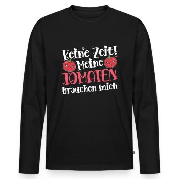 Keine Zeit Meine Tomaten Brauchen Mich - Männer Premium Bio Langarmshirt - Schwarz - Vorne - Nico (187cm)