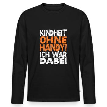 Kindheit ohne Handy - Männer Premium Bio Langarmshirt - Schwarz - Vorne - Nico (187cm)