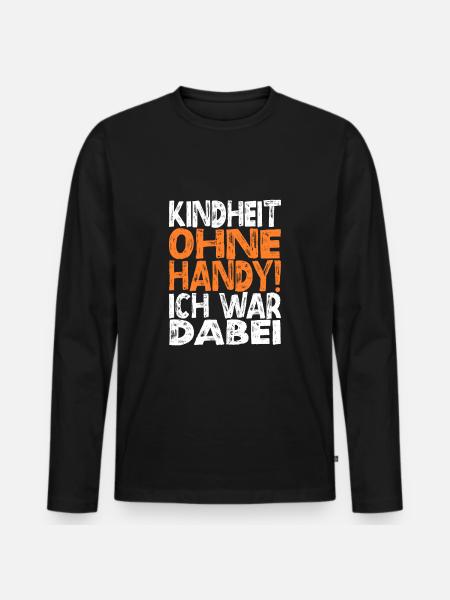 Kindheit ohne Handy - Männer Premium Bio Langarmshirt - Schwarz