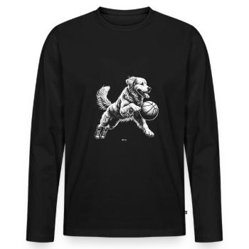 GOLDEN RETRIEVER DOG PLAYING BASKETBALL - Men's Premium Organic Long Sleeve Shirt - black - Front - Nico (187cm)