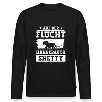 Hängebauch Shetty Shetlandpony - Männer Premium Bio Langarmshirt - Schwarz - Vorne - Nico (187cm)