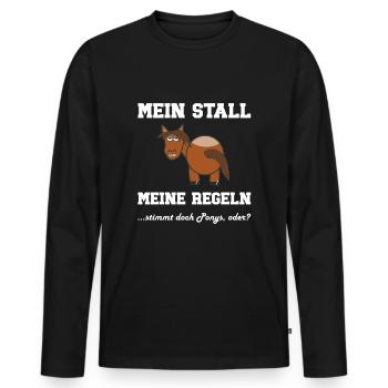 Pferde Sprüche für echte Pferdeliebhaber - Männer Premium Bio Langarmshirt - Schwarz - Vorne - Nico (187cm)