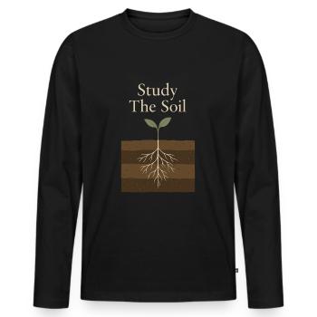 Kräuterheilende Wurzeln Natürliche Weisheit - Männer Premium Bio Langarmshirt - Schwarz - Vorne - Nico (187cm)