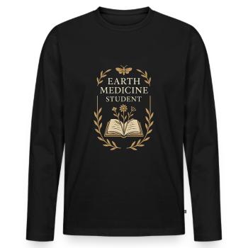 Kräuterheilende Wurzeln Natürliche Weisheit - Männer Premium Bio Langarmshirt - Schwarz - Vorne - Nico (187cm)