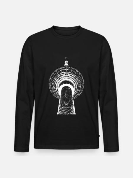 Berlin TV Tower light drawing - Men's Premium Organic Long Sleeve Shirt - black