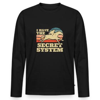 J’ai le t-shirt du système secret - T-shirt manches longues Premium bio Homme - noir - Devant - Nico (187cm)