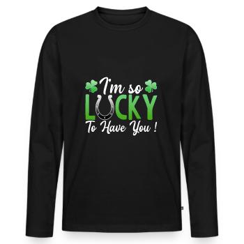 J’ai tellement de chance de t’avoir St. Patrick Ire Klee - T-shirt manches longues Premium bio Homme - noir - Devant - Nico (187cm)