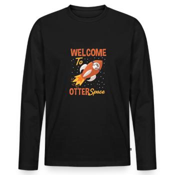 Sonnensystem Willkommen Im Otter Space - Männer Premium Bio Langarmshirt - Schwarz - Vorne - Nico (187cm)