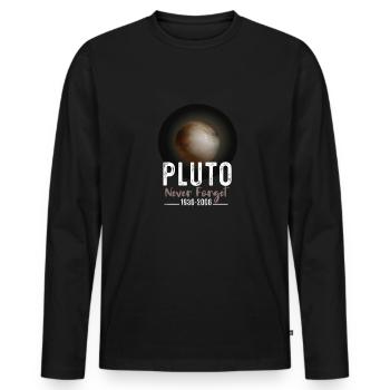 Solar System Pluto Never Forget 30-06 - Men's Premium Organic Long Sleeve Shirt - black - Front - Nico (187cm)