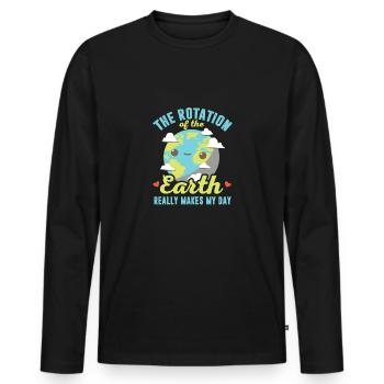 Earth's rotation really makes my day - Men's Premium Organic Long Sleeve Shirt - black - Front - Nico (187cm)
