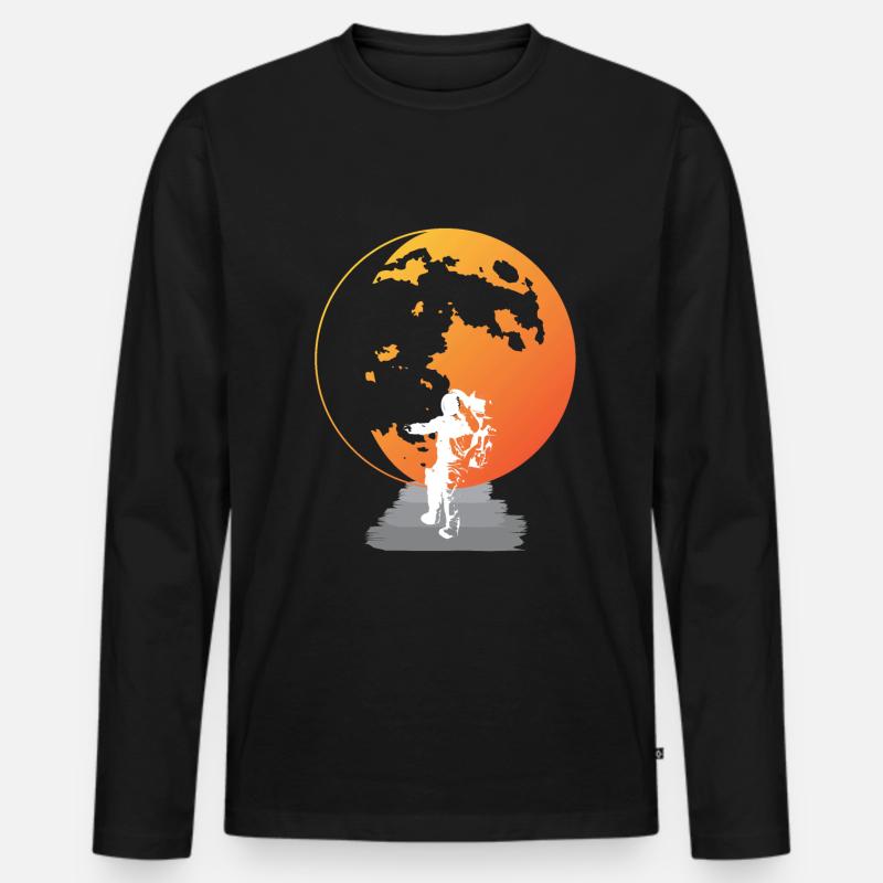 Sonnensystem Astronaut Planet Erde - Männer Premium Bio Langarmshirt - Schwarz