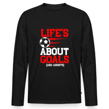 Football is all about goals and assists - Men's Premium Organic Long Sleeve Shirt - black - Front - Nico (187cm)