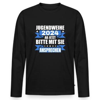 Jugendweihe 2024 Ab Jetzt Bitte Mit Sie Ansprechen - Männer Premium Bio Langarmshirt - Schwarz - Vorne - Nico (187cm)