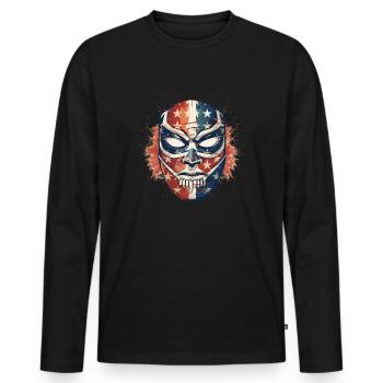Lucha Libre Masque de Lutte Mexicaine Luchador - T-shirt manches longues Premium bio Homme - noir - Devant - Nico (187cm)