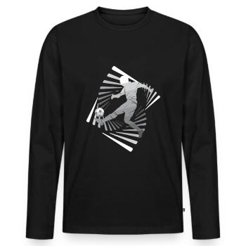 Fußball Plaer Kick Ball Mit Wirbeln - Männer Premium Bio Langarmshirt - Schwarz - Vorne - Nico (187cm)