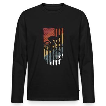 MTB Retro Vintage American Mountain Bike - Men's Premium Organic Long Sleeve Shirt - black - Front - Nico (187cm)