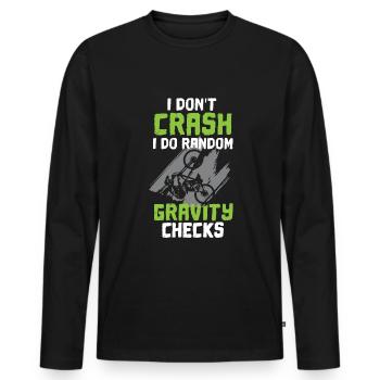 MTB I Don't Crash I Do Gravity Check - Men's Premium Organic Long Sleeve Shirt - black - Front - Nico (187cm)