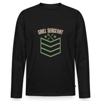 Barbecue Grill Sergeant Grilling Officer - Men's Premium Organic Long Sleeve Shirt - black - Front - Nico (187cm)