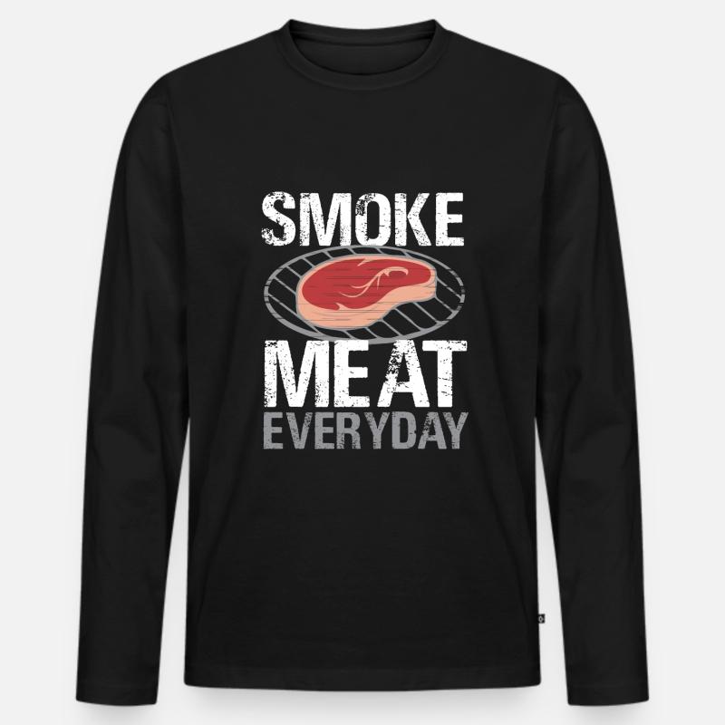 Barbeque Räucherfleisch Täglich - Männer Premium Bio Langarmshirt - Schwarz